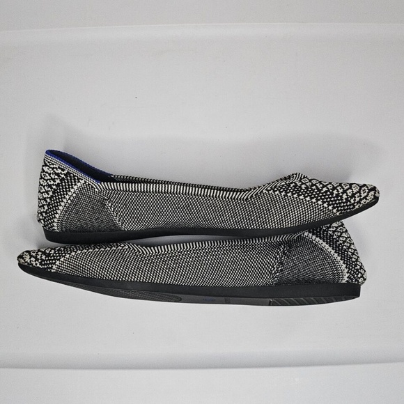 Womens Rothys The Point Black White Python Pointed Toe Ballet Flat Retired 8.5 - Picture 4 of 14